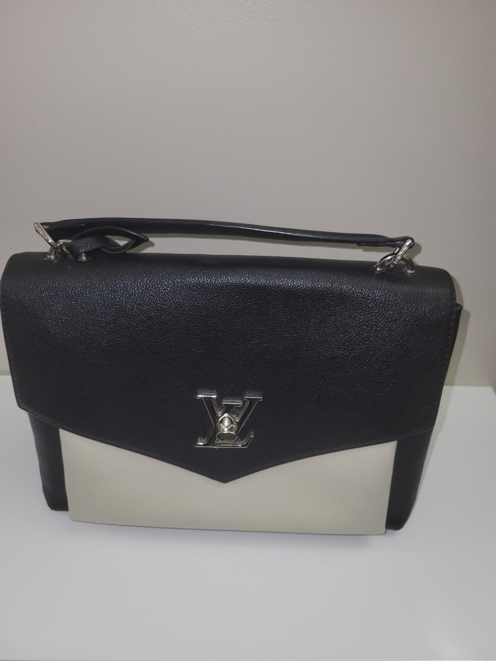Louis Vuitton Two-Tone Black & Cream Top Handle Bag.
